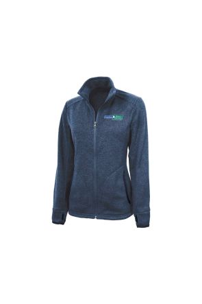 WOMEN'S HEATHERED FLEECE JACKET - Blue Heathered