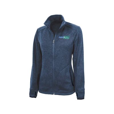 WOMEN'S HEATHERED FLEECE JACKET - Blue Heathered